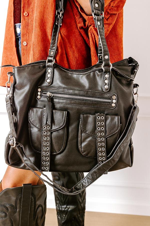 Wisteria Avenue Faux Leather Tote In Black Product Image