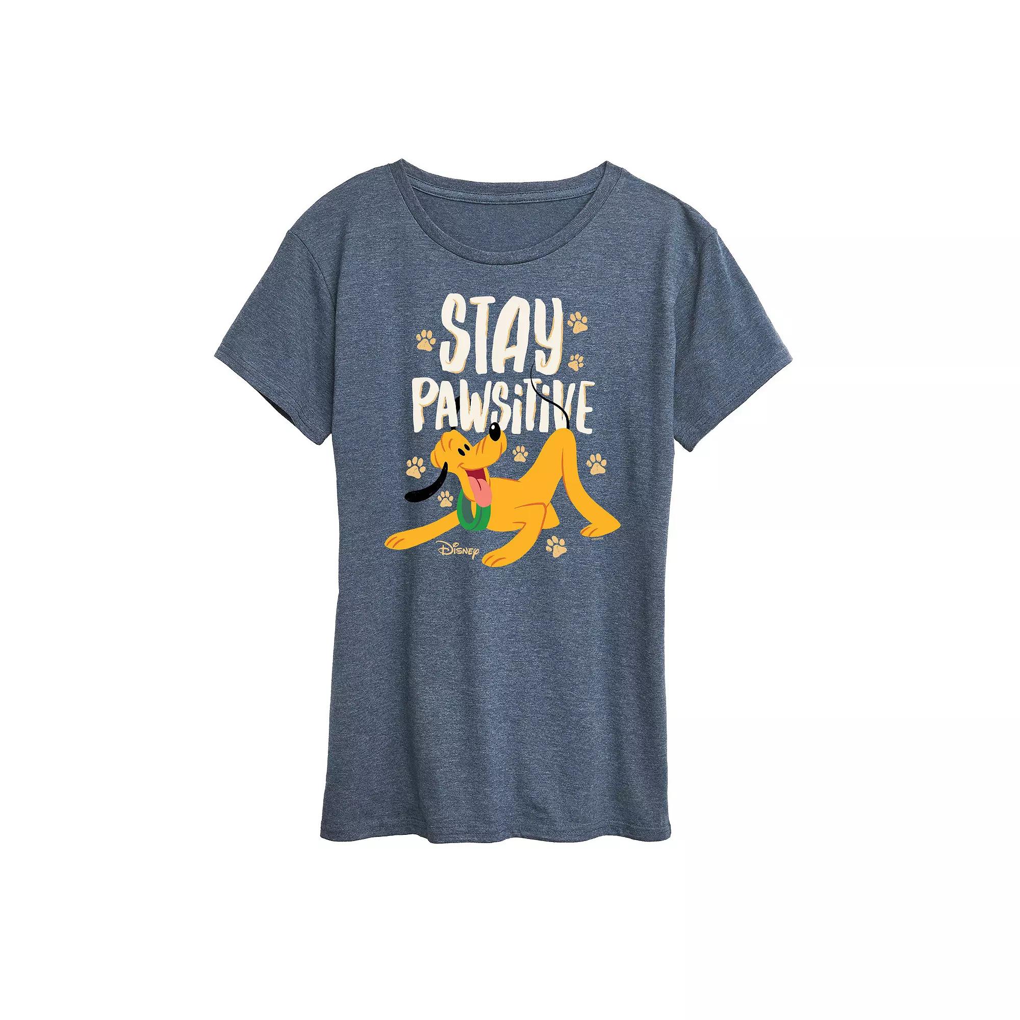 Disney's Pluto Women's Stay Pawsitive Graphic Tee, Girl's,  Product Image