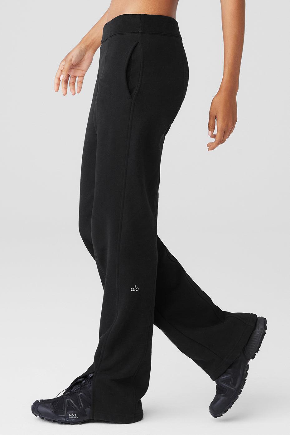 High-Waist Free Time Straight Leg Sweatpant - Black Product Image