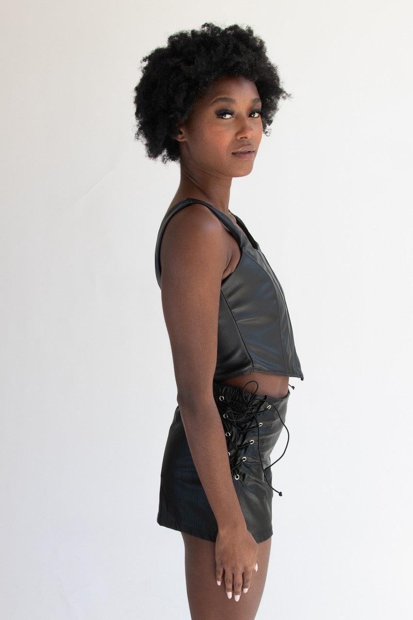 Pleather Corset Tank Top Product Image