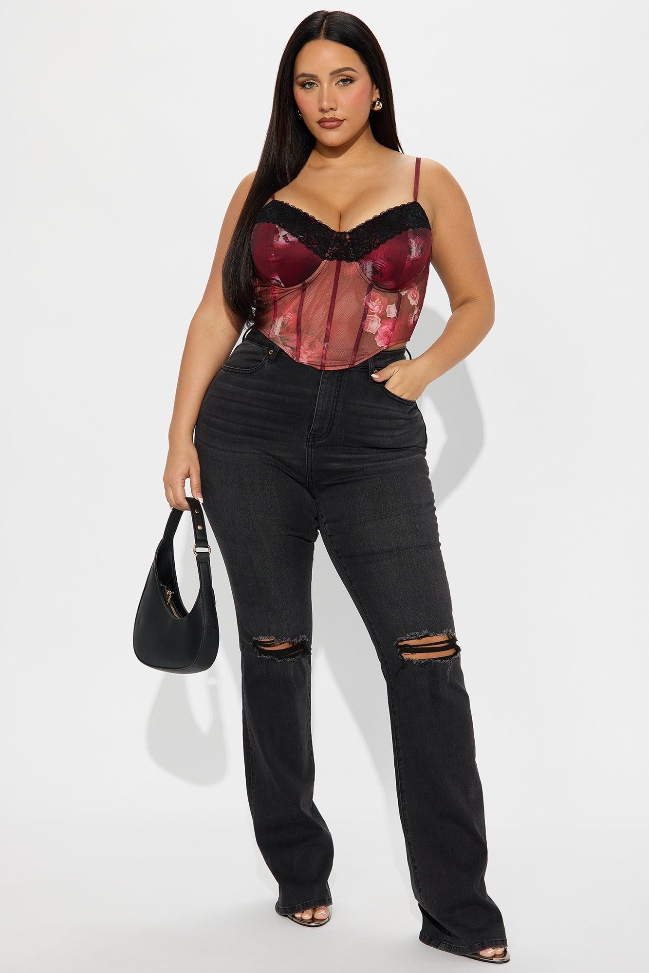 Tall Jessie Mid Rise Distressed Bootcut Jean - Black Product Image