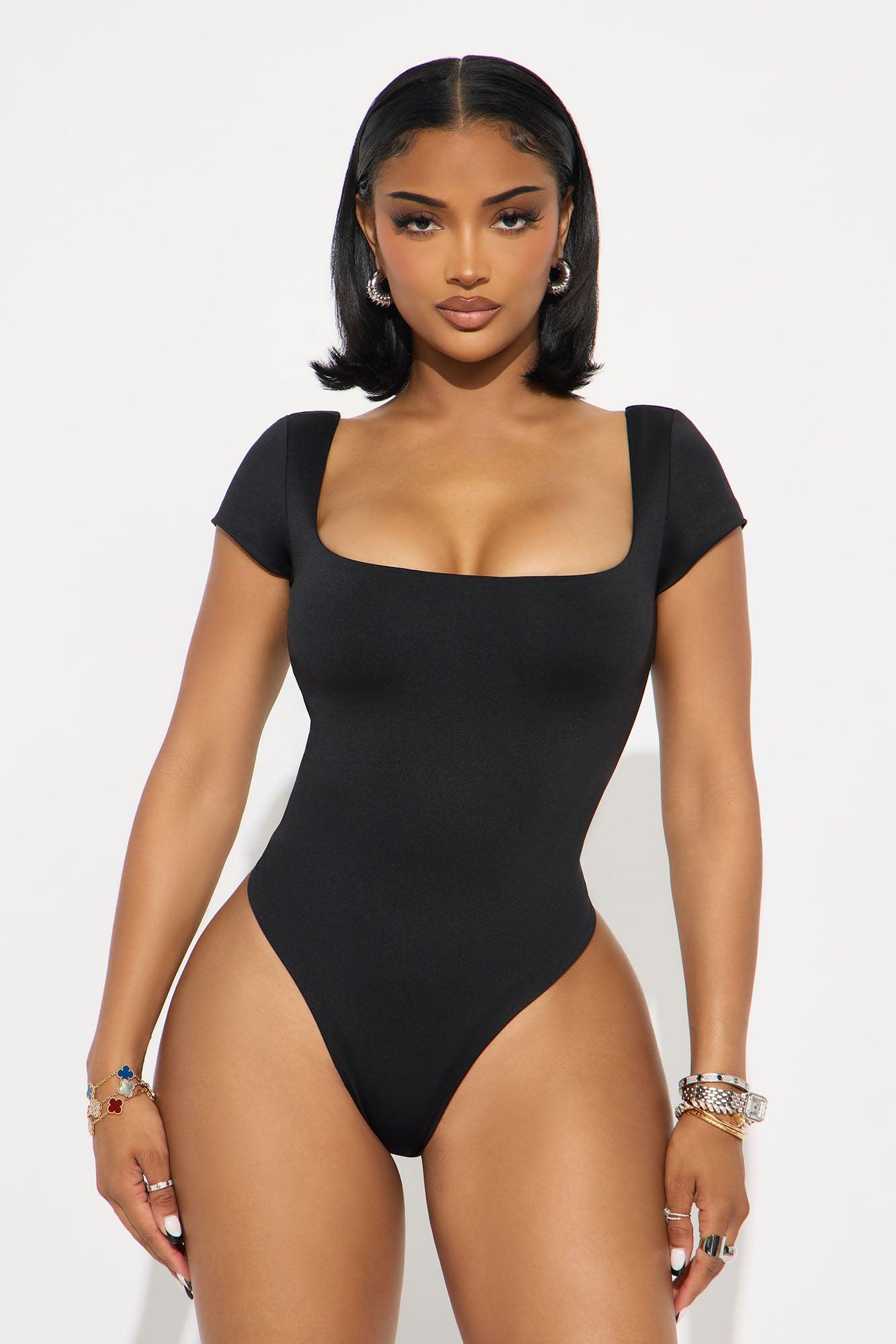 Contour Double Lined Square Neck Bodysuit - Black Female Product Image