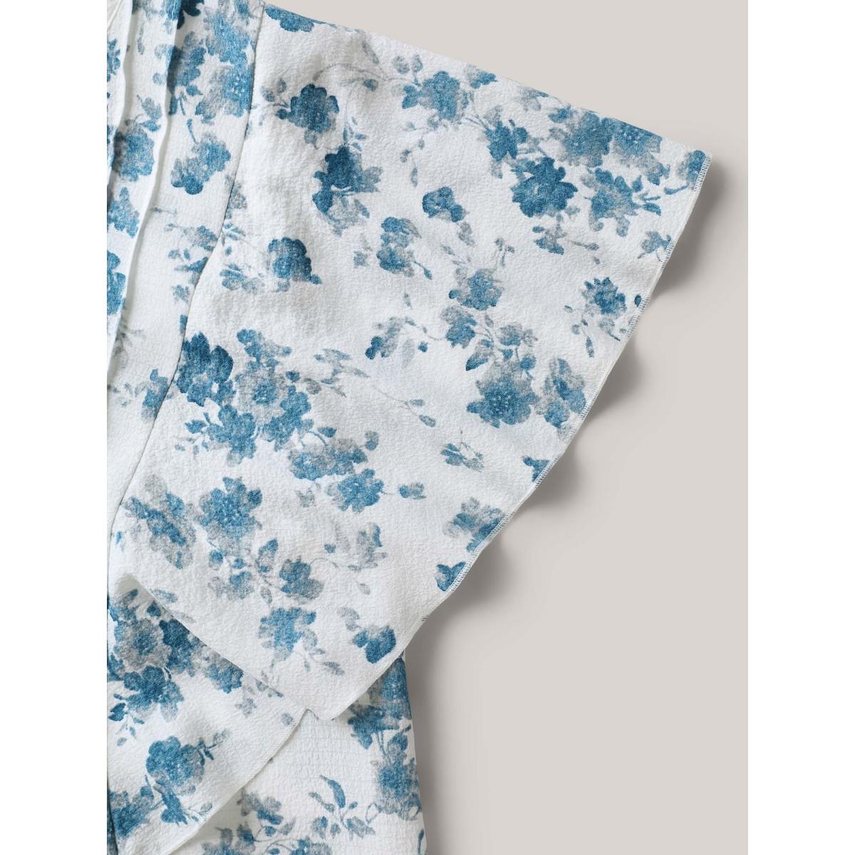 Plus Size Originalwhite Floral Toothpick Pleat Sheer Blouse Women Romantic Short sleeve Notched collar Elegant Blouses BloomChic 14-16/1X Product Image