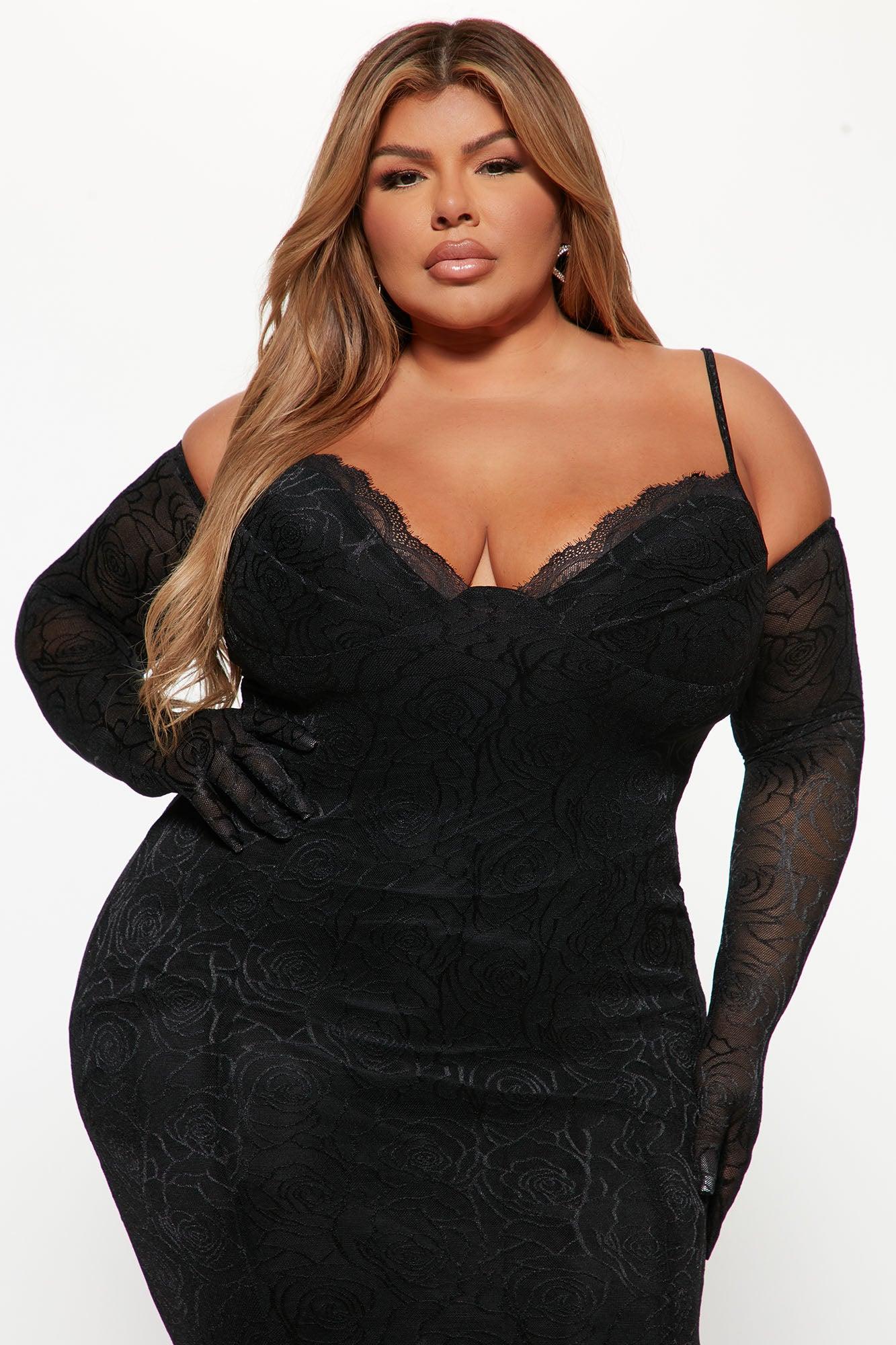 Romance Glove Dress Set - Black Product Image