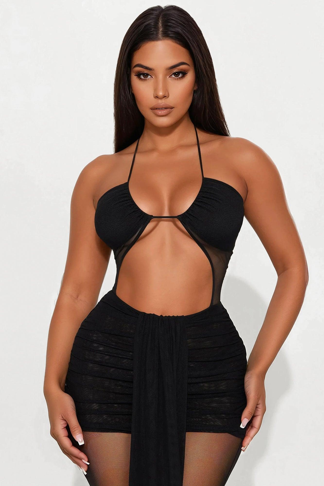 Bronze Horizon Mesh Jumpsuit - Black Product Image