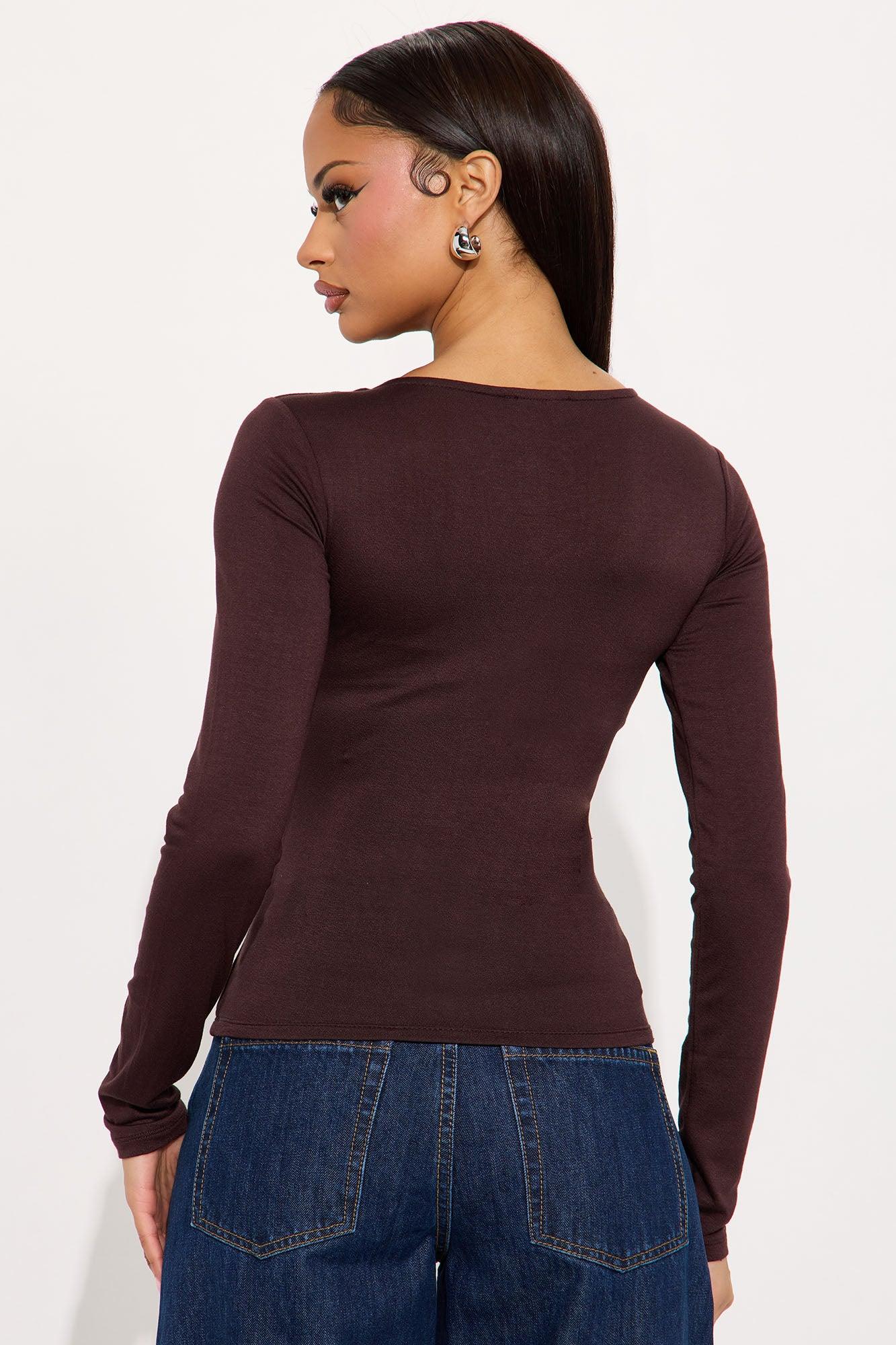 Yasmeen Square Neck Top - Chocolate Female Product Image