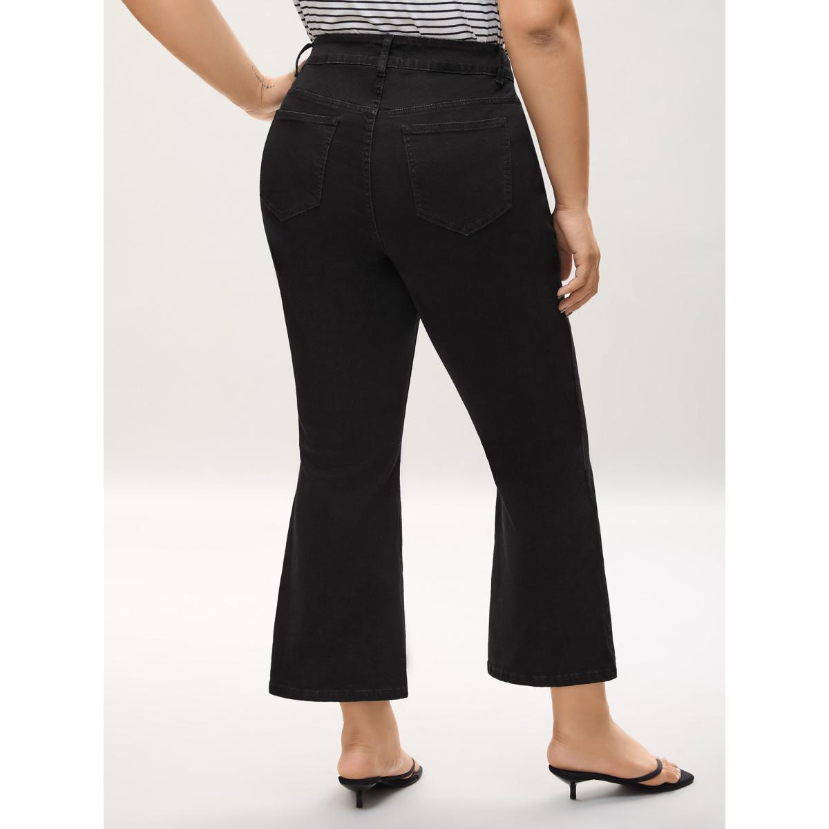 Plus Size Mid-Rise Classic Boot Cut Jeans Women Denimblack Timeless Medium stretch Slanted pocket Jeans BloomChic 16/1X Product Image