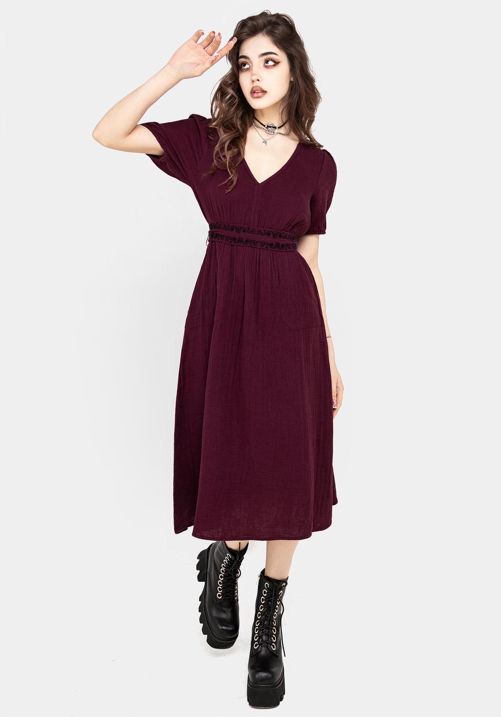 Poultice Embroidered Cotton Midi Dress Product Image