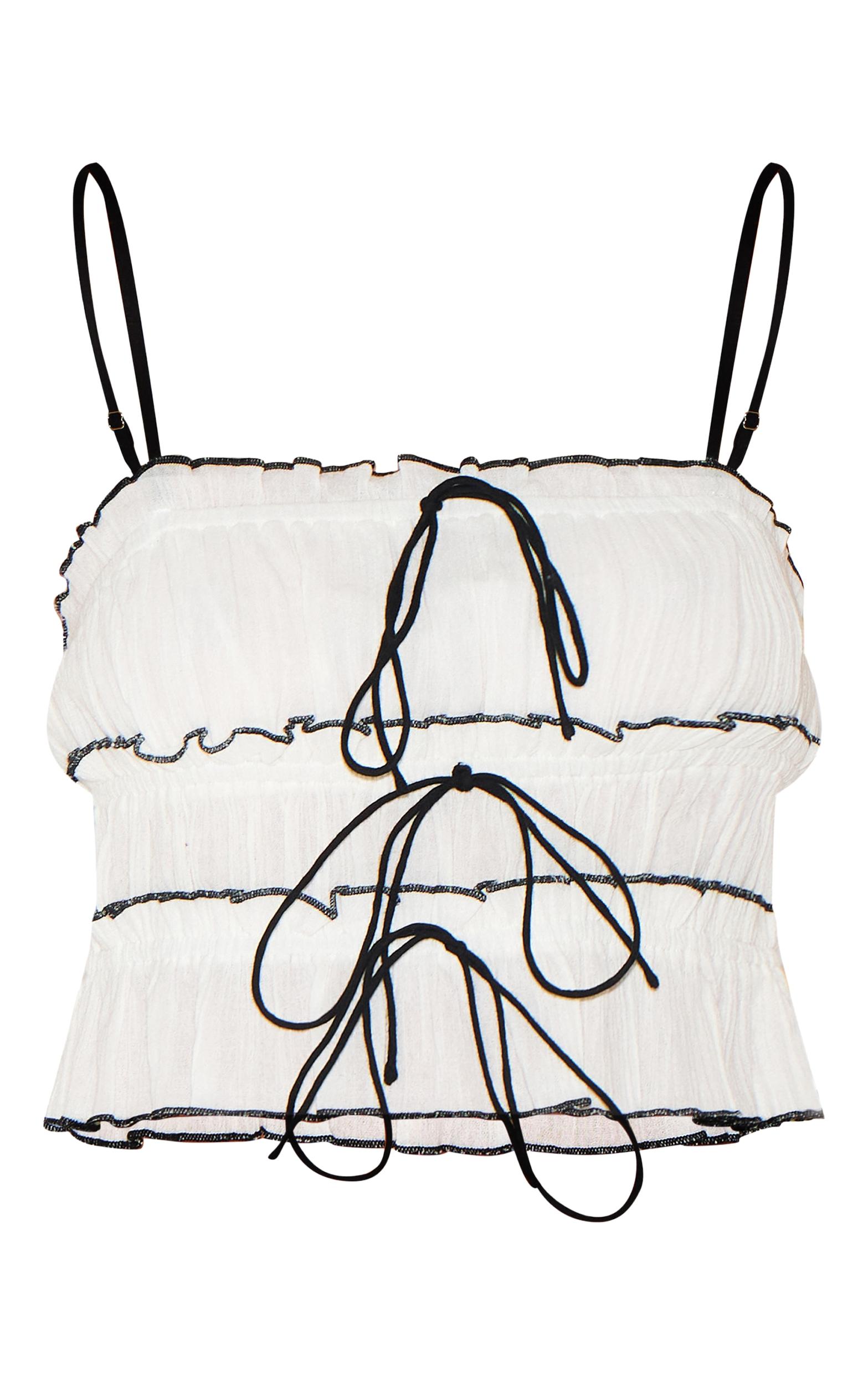 White Cheesecloth Contrast Cami Top Product Image