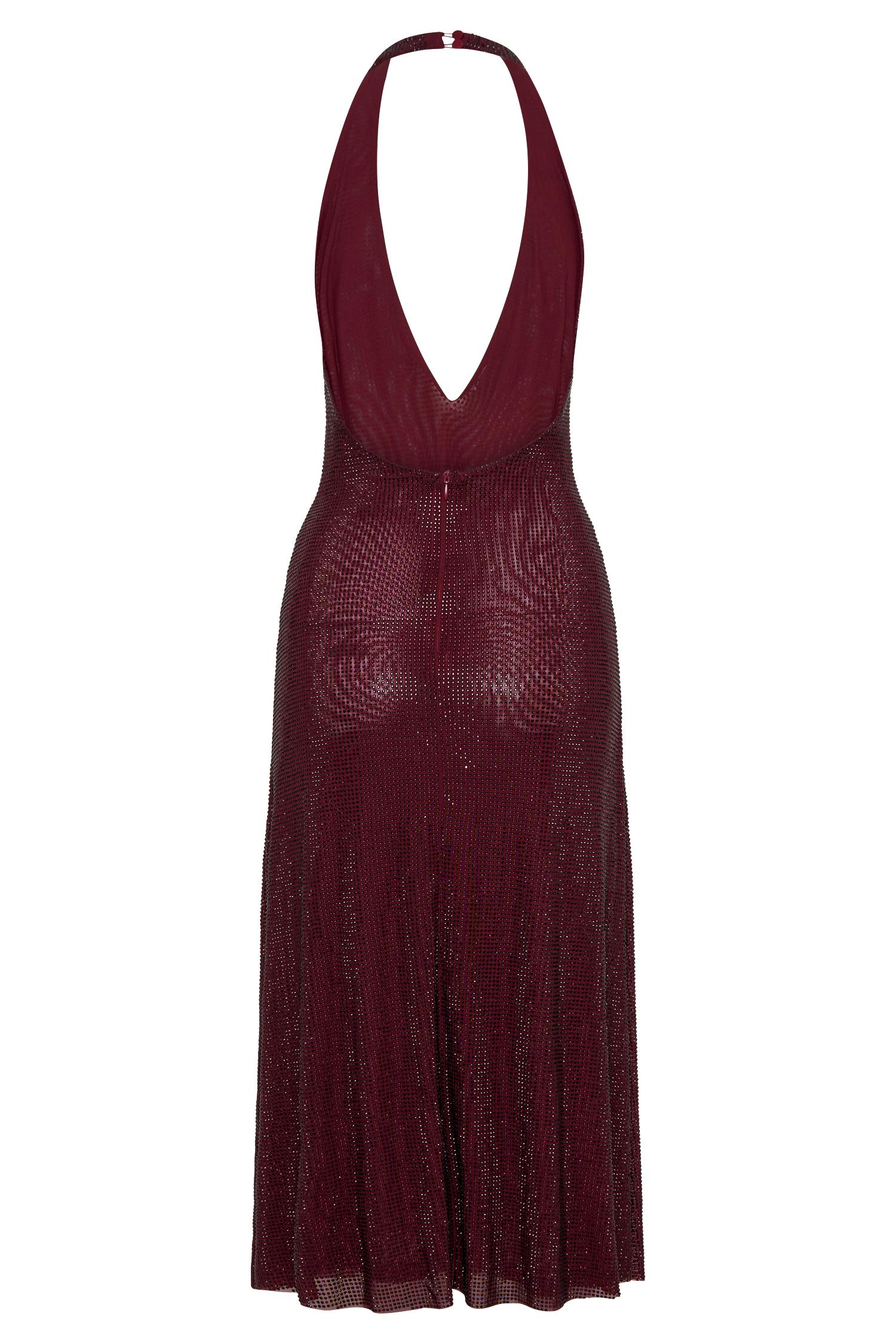Genie Diamante Halter Midi Dress - Mahogany Product Image