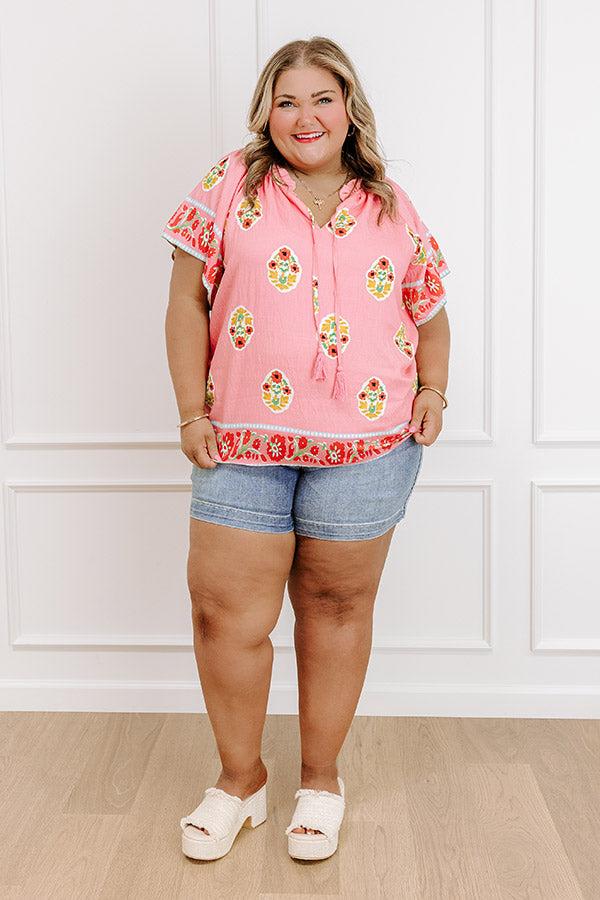 Margaritas On The Boardwalk Floral Top Curves Product Image