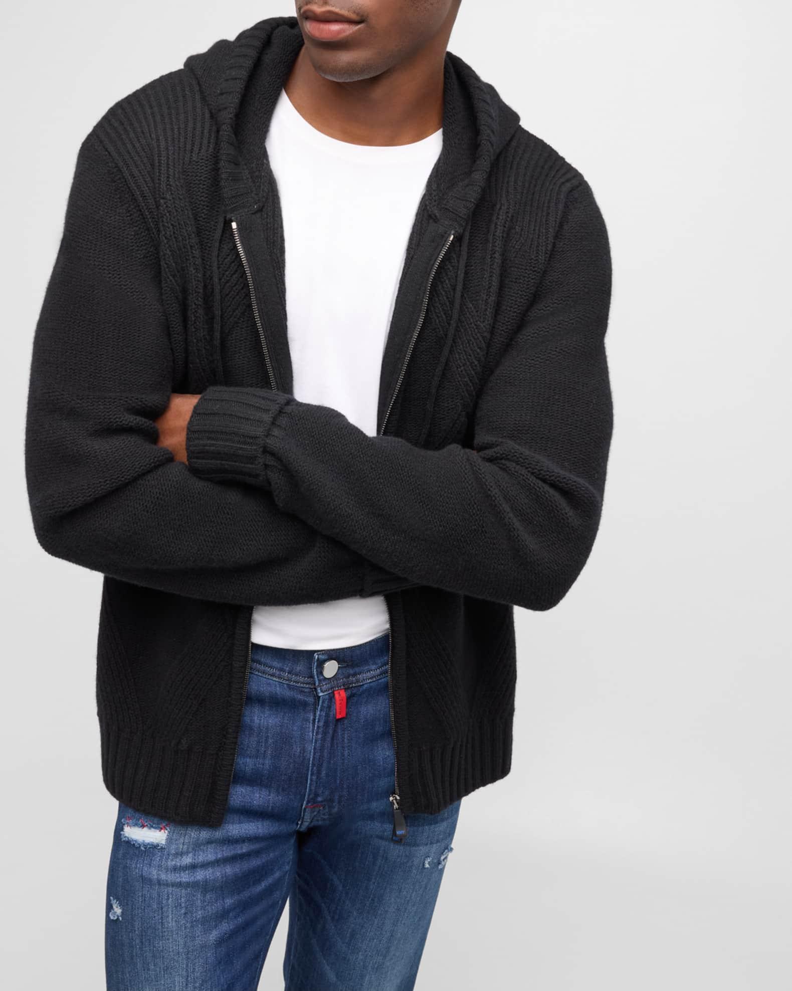 Men's Wool Argyle Jacquard Hooded Full-Zip Sweater Product Image