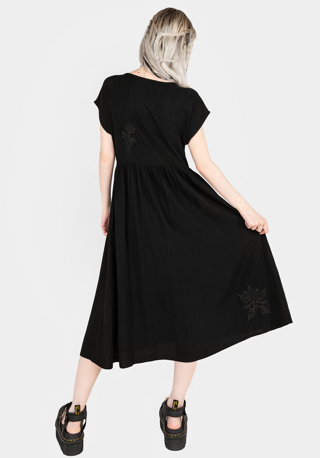 Scutellaria Embroidered Button Up Midi Dress Product Image