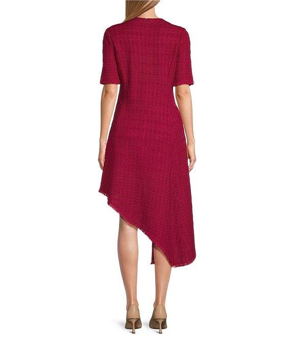 MISOOK Tonal Textured Knit Crew Neck Short Sleeve Fit and Flare Midi Dress Product Image