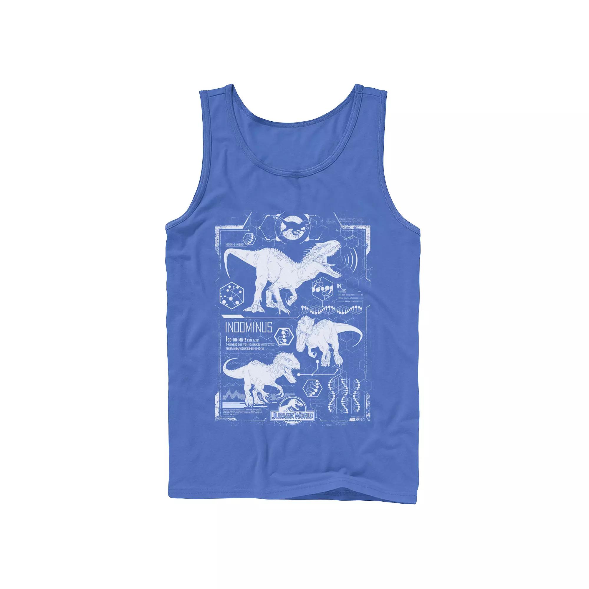 Men's Jurassic World Indominus Rex Green Schematic Tank Top,  Product Image