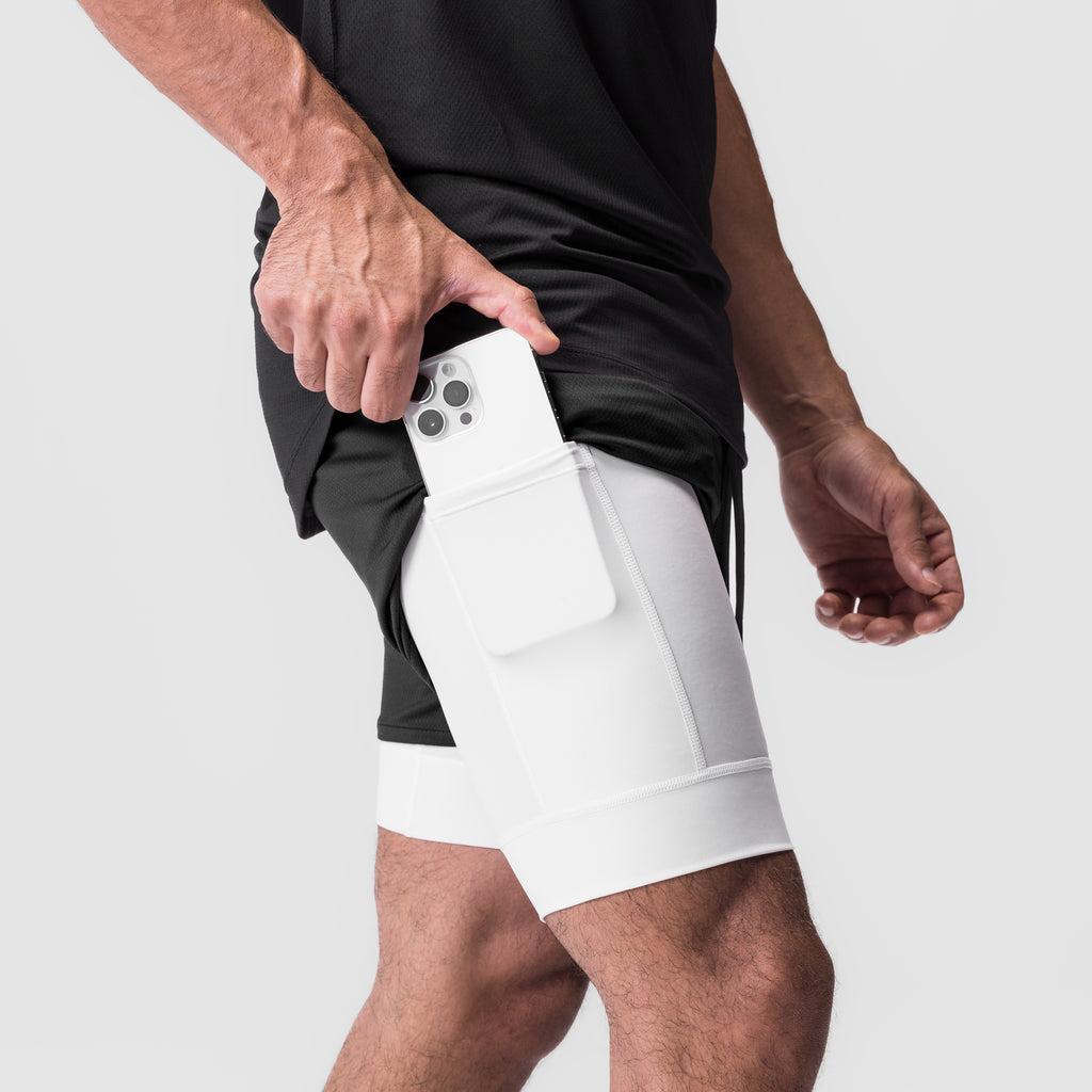 0828. Silver-Lite™ 5" Liner Short - Black "Wings"/White Product Image