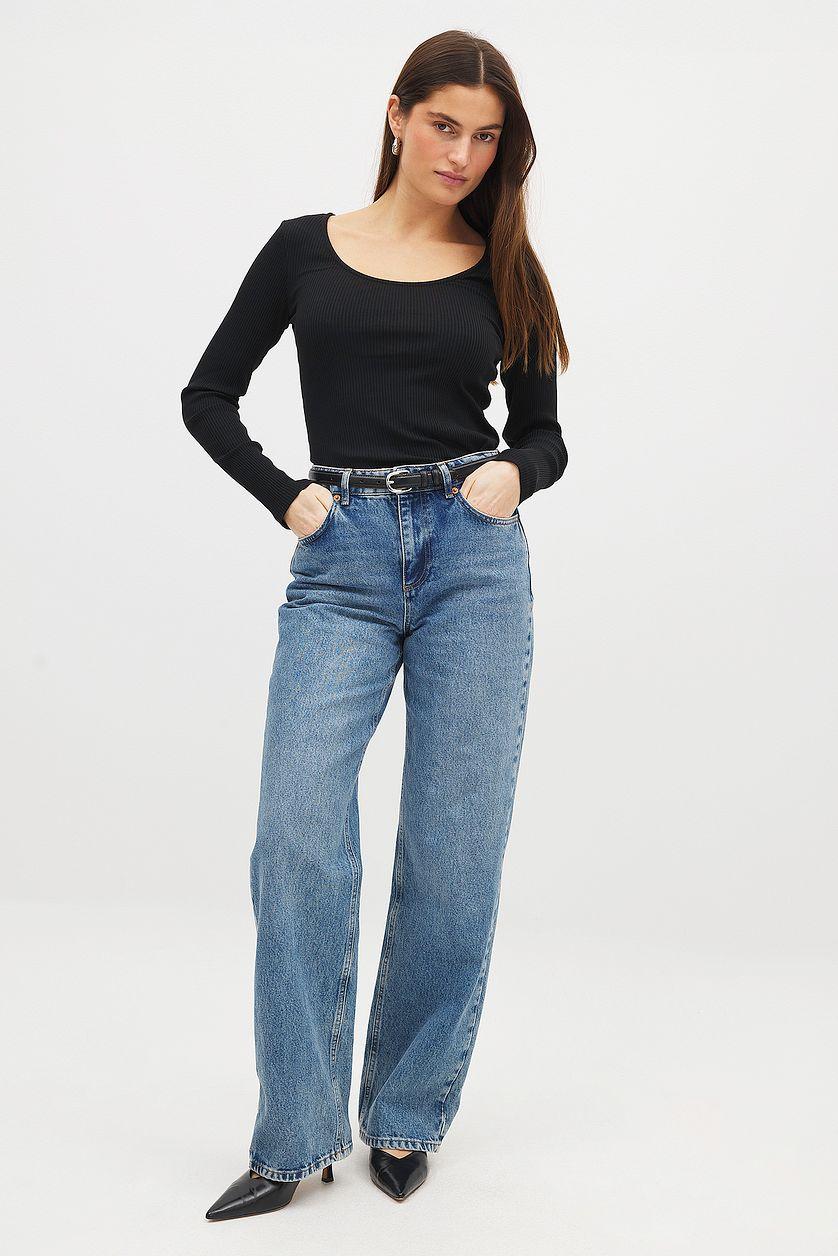 Scoop Neck Ribbed Top Product Image