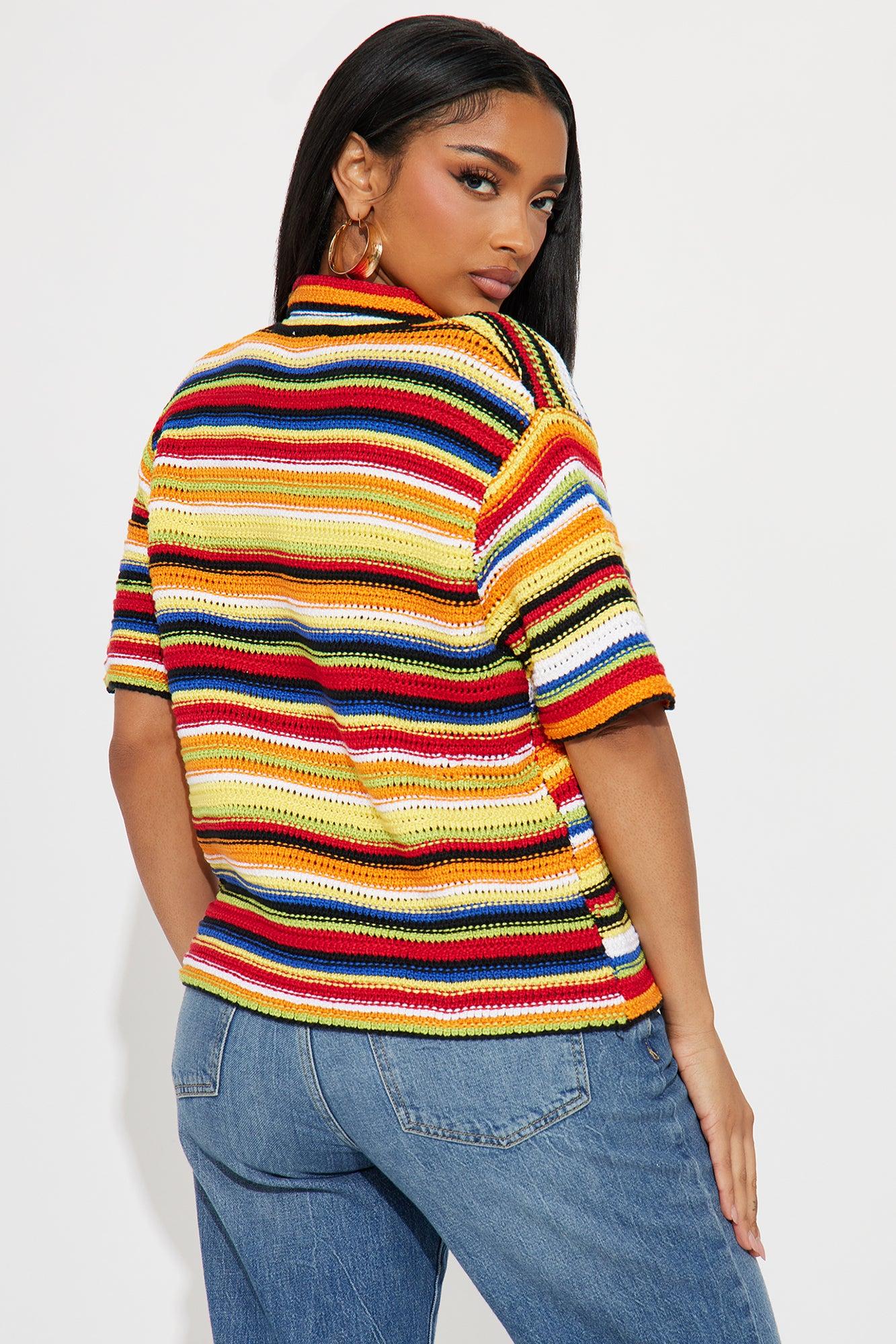 Vivid Dreams Short Sleeve Crochet Cardigan - Multi Color Product Image
