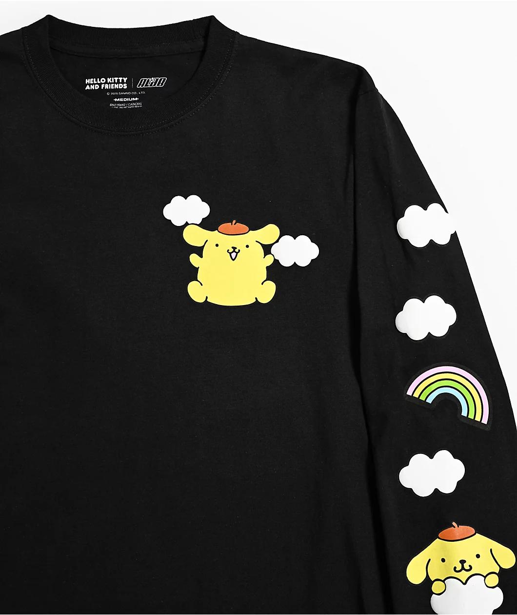 Hello Kitty® & Friends | A.LAB Pompompurin™ Over The Rainbow Black Long Sleeve T-Shirt Product Image