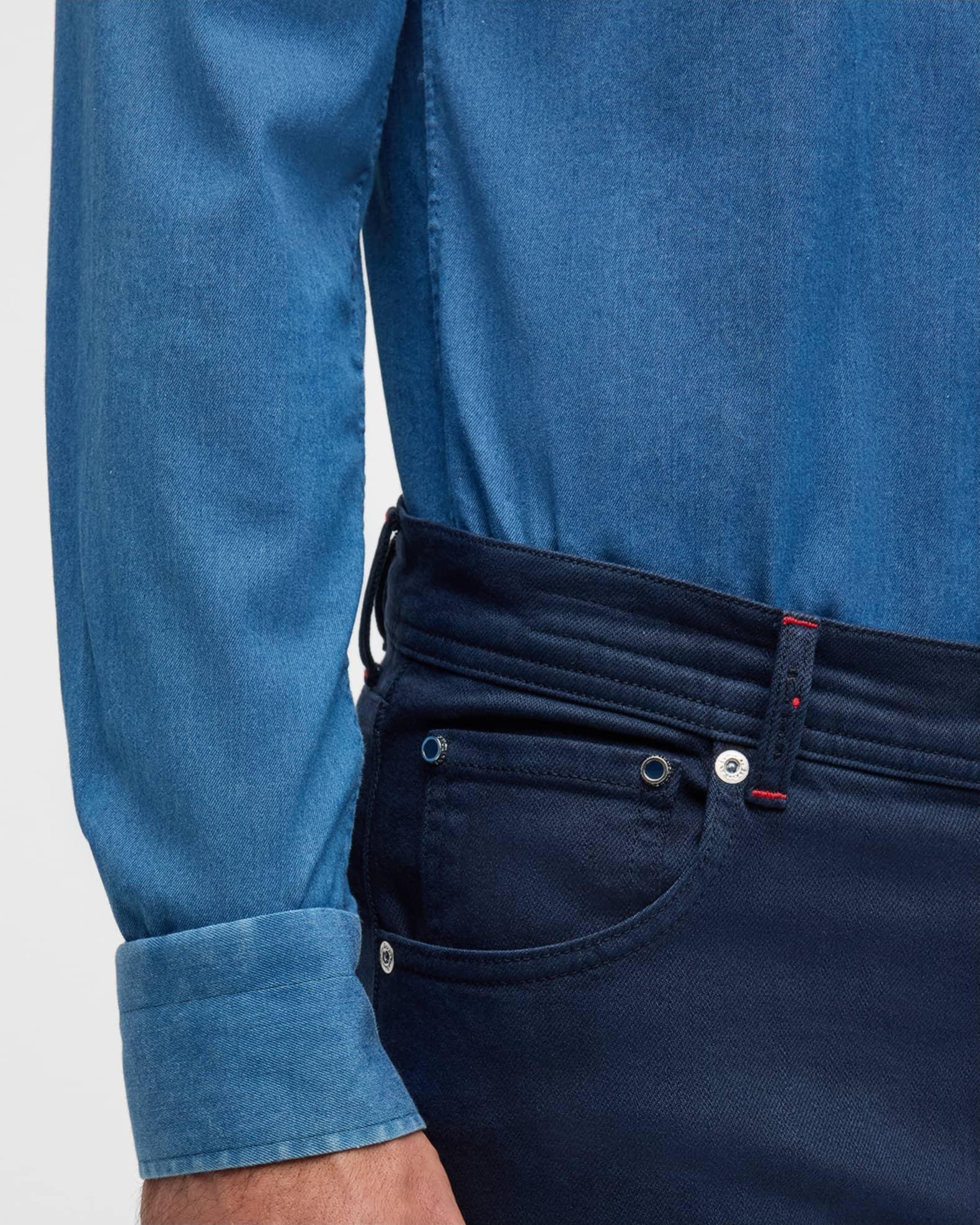 Men's Stretch Chambray Casual Button-Down Shirt Product Image