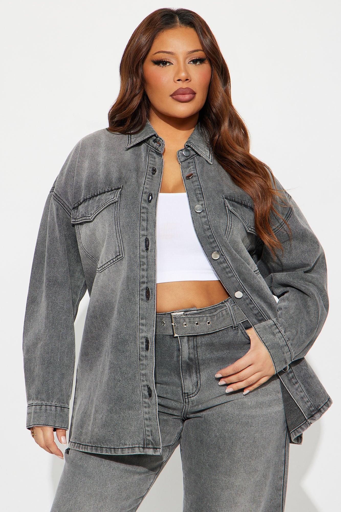 Willow Washed Denim Pant Set - Acid Wash Grey Female Product Image