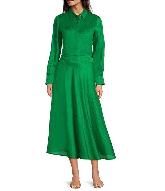 Marella Coordinating Agamia Voile Shirt Collar Long Sleeve Button Front Blouse Product Image