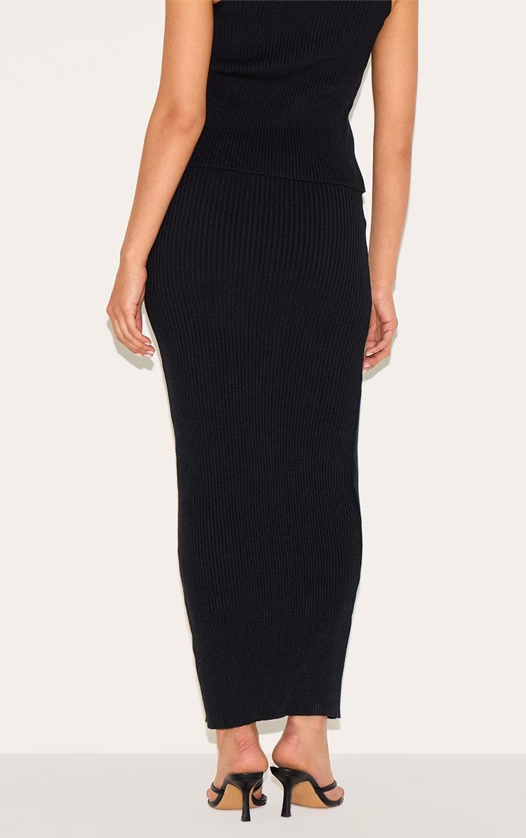 Petite Black Knitted Maxi Skirt Product Image