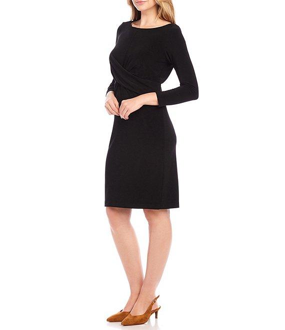 Karen Kane Amy Boat Neck 3/4 Sleeve Wrinkle-Resistant Sheath Dress Product Image