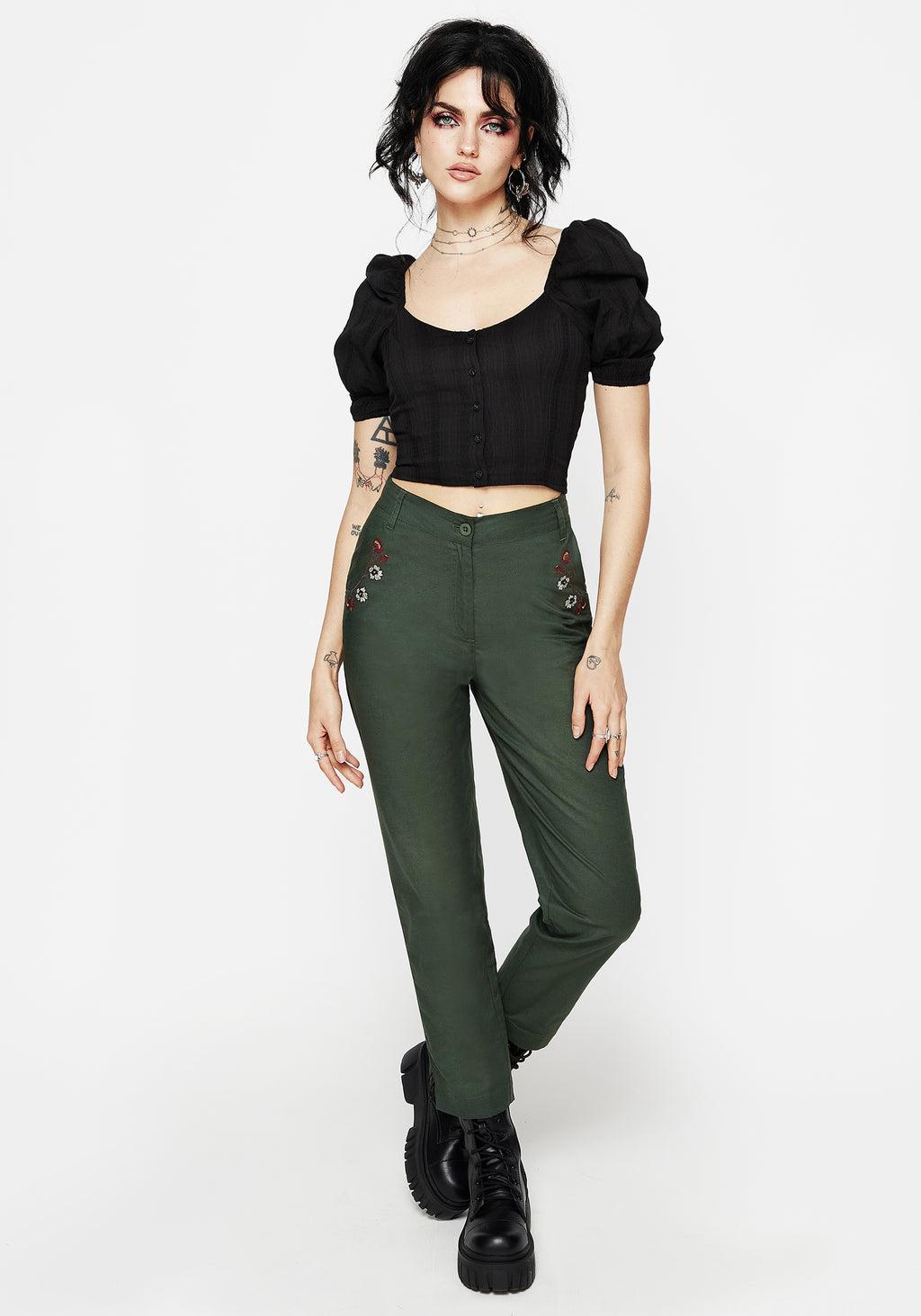 Whisper Embroidered Linen-Blend Tapered Trousers Product Image