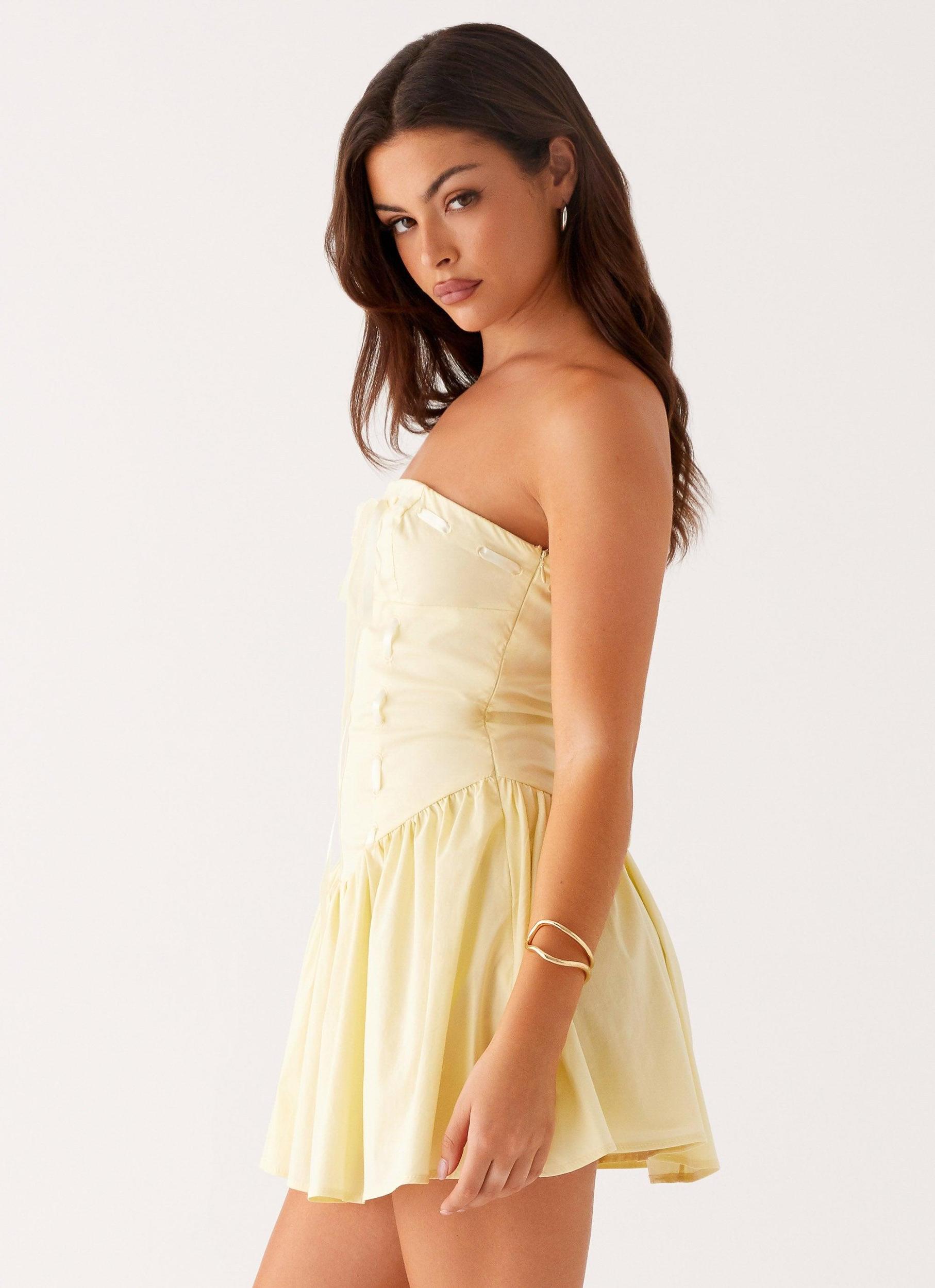 Kienna Strapless Mini Dress - Yellow Product Image