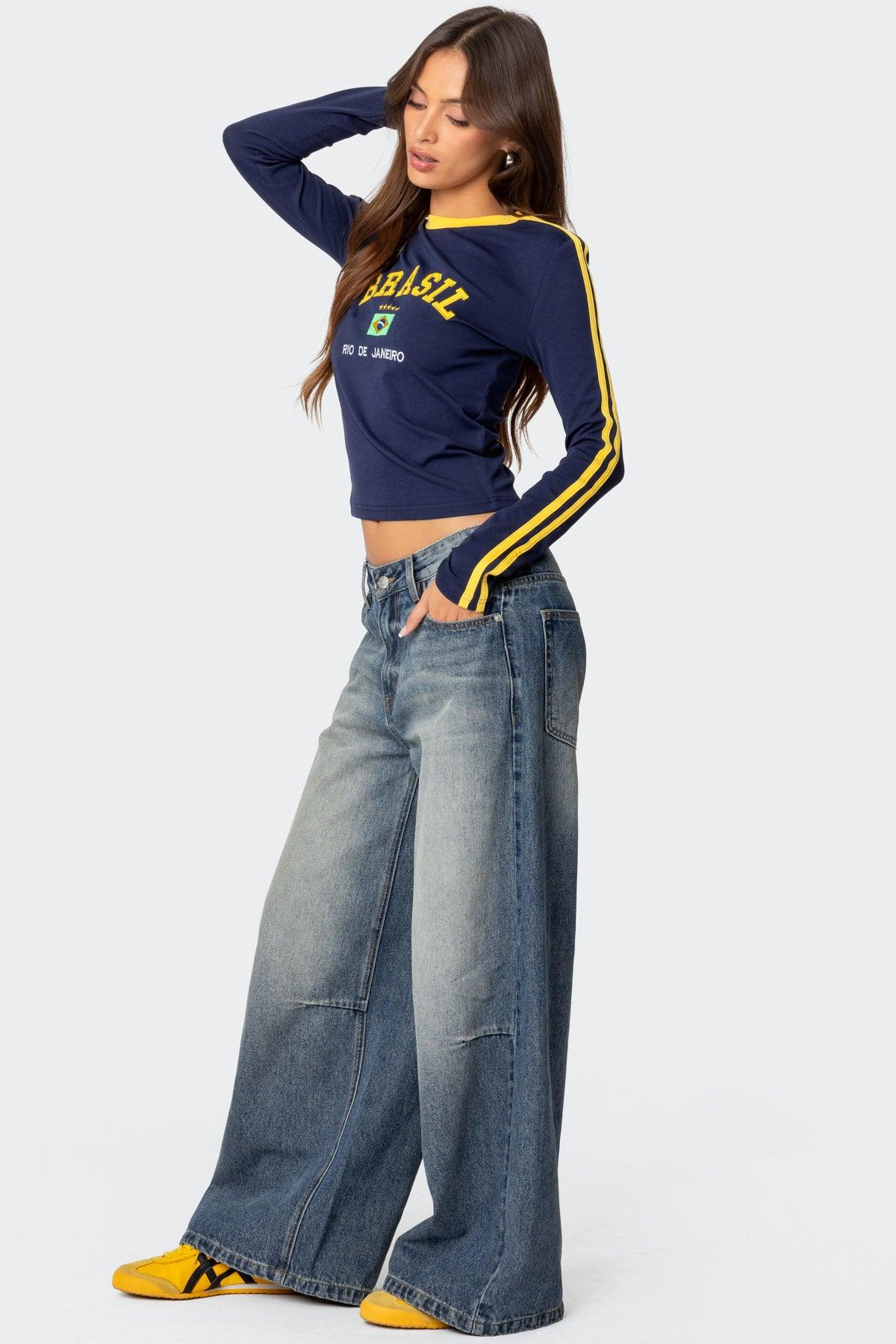 Brasil Embroidered Long Sleeve T Shirt Product Image