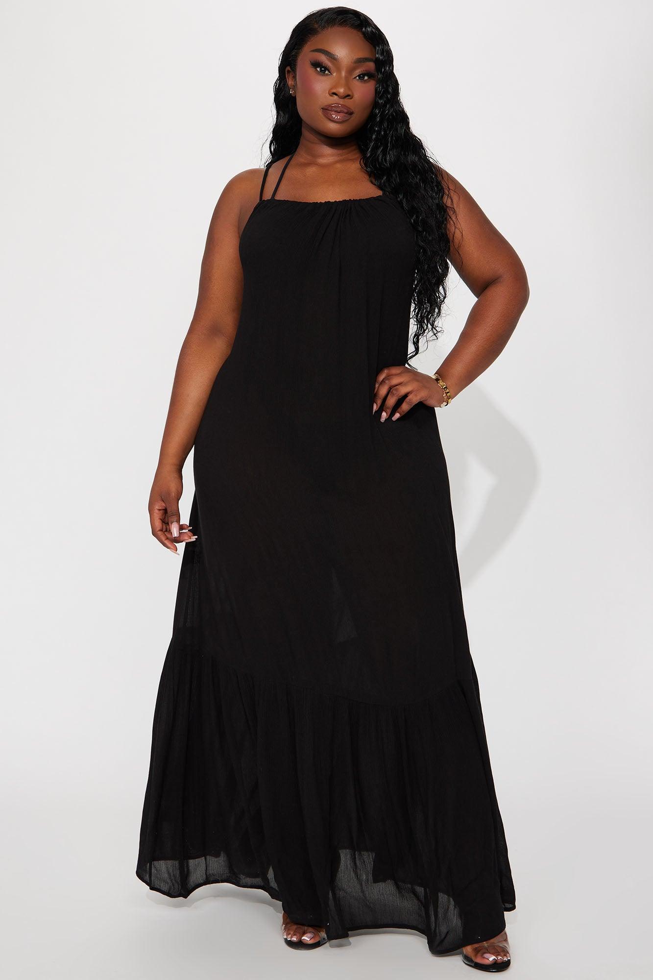 Breezy Nights Linen Swim Cover Up Racerback Dress - Black Product Image