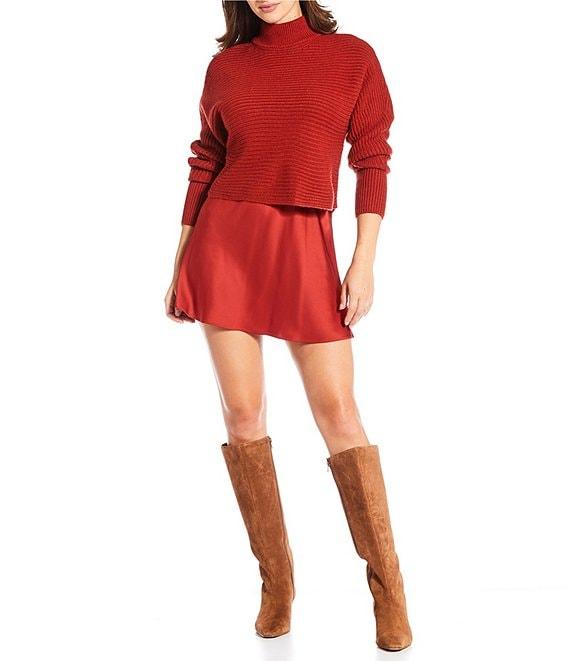 Gianni Bini Charlie Satin High Rise A-Line Slip Mini Skirt Product Image