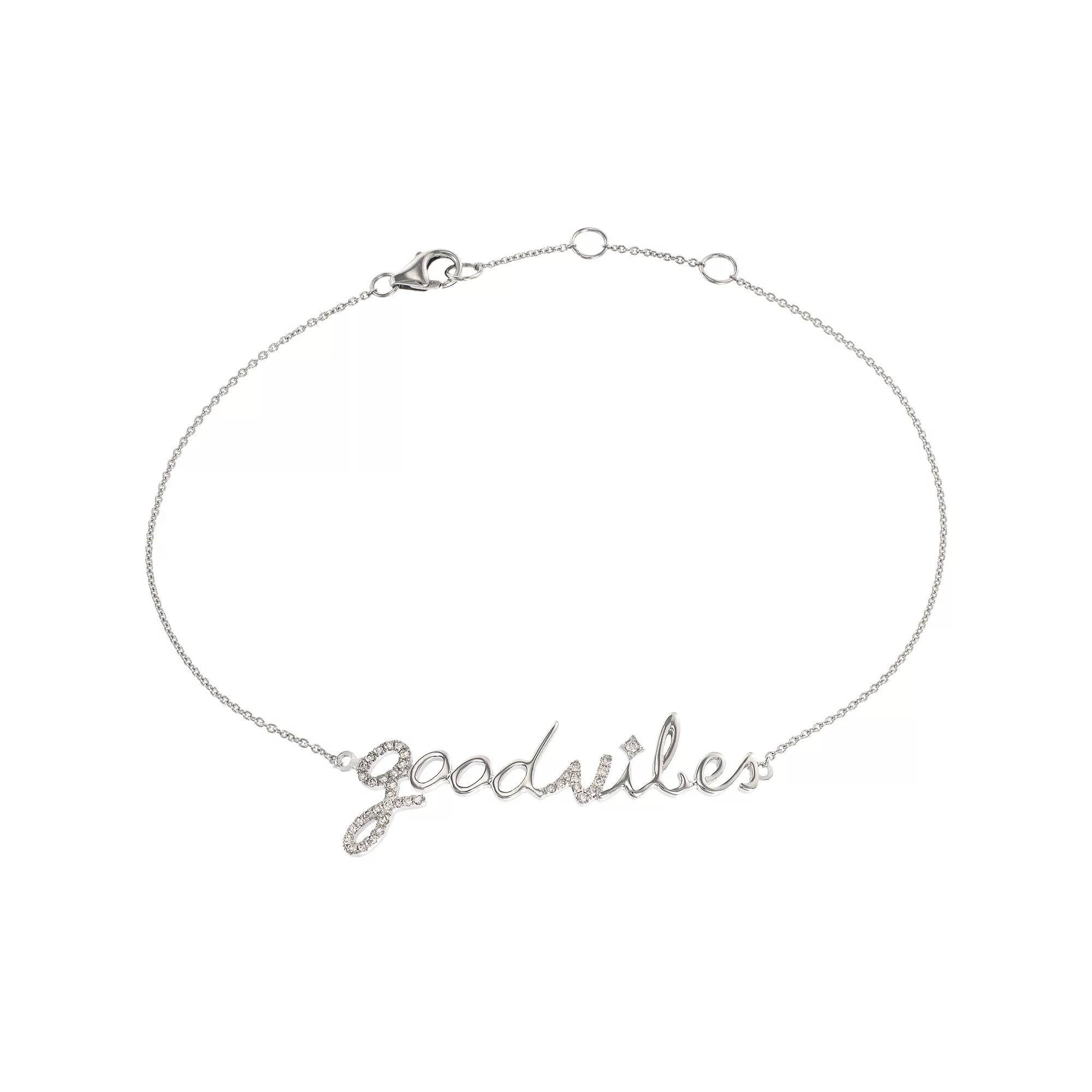 Luxle 14k White Gold 1/10 Carat T.W. Diamond "Good Vibes" Bracelet, Women's Product Image