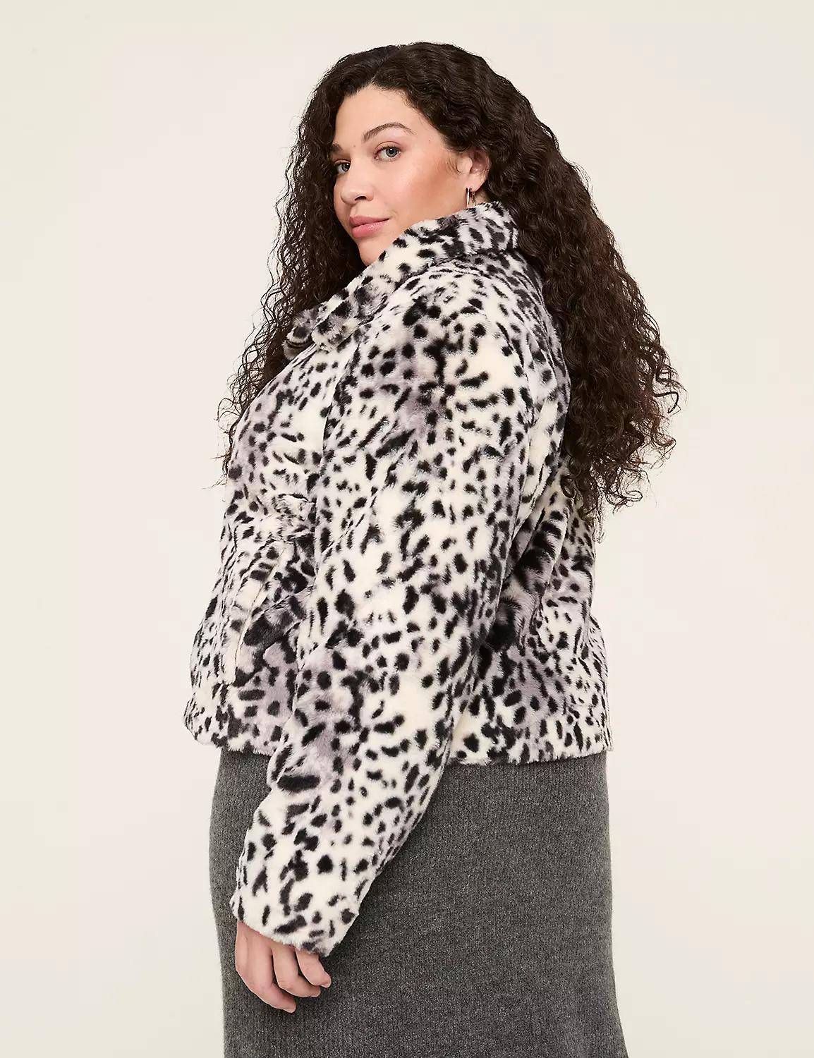 Animal Print Faux-Fur Short Jacket Product Image