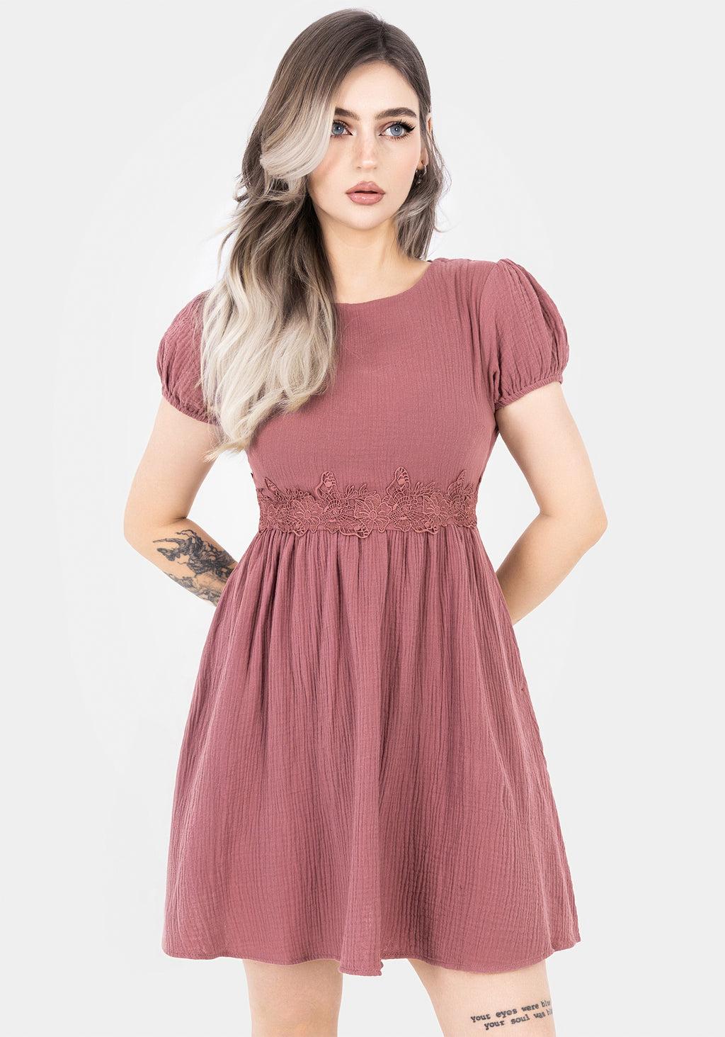 Rosamoth Applique Trim Cotton Mini Smock Dress Product Image