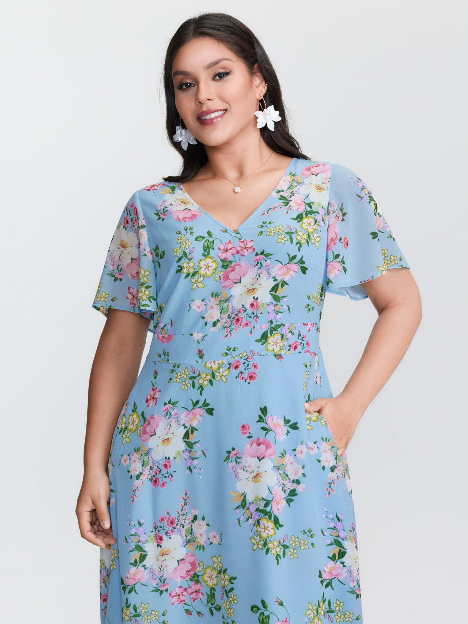 Elegant Floral Print Flowy Maxi Dress Female Product Image