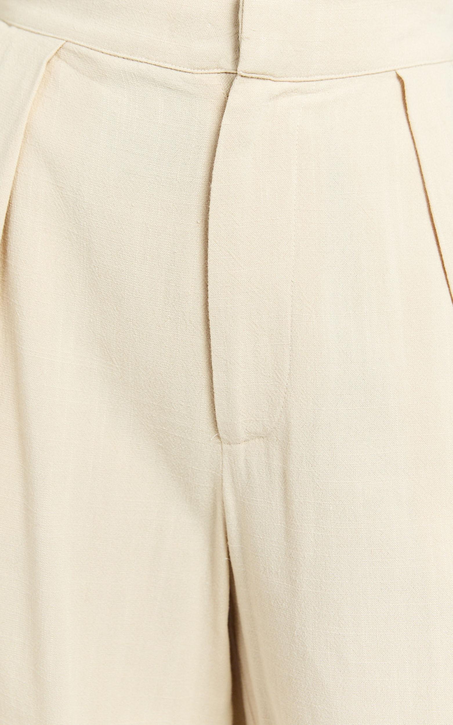 Hermione Linen Blend Pants - High Waist Wide Leg Pleated Palazzo Pants in Natural Product Image