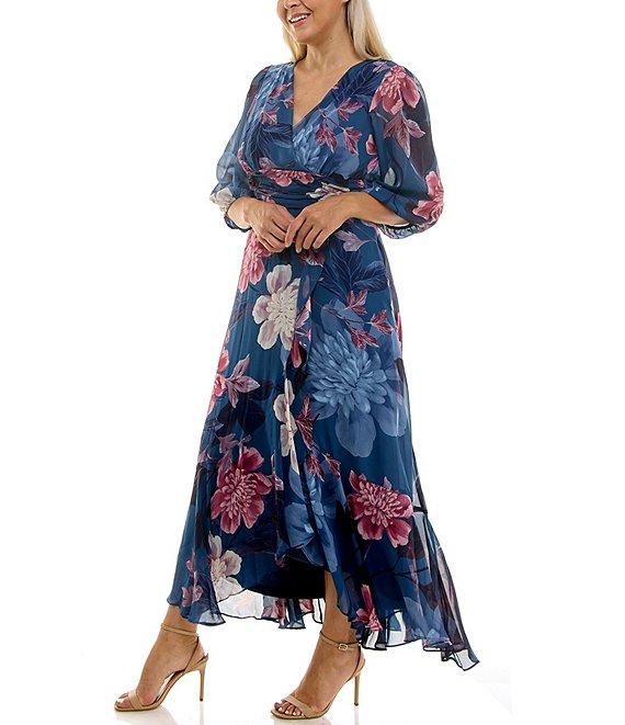 Moda Tara Plus Size Chiffon Floral Print Maxi Dress Product Image