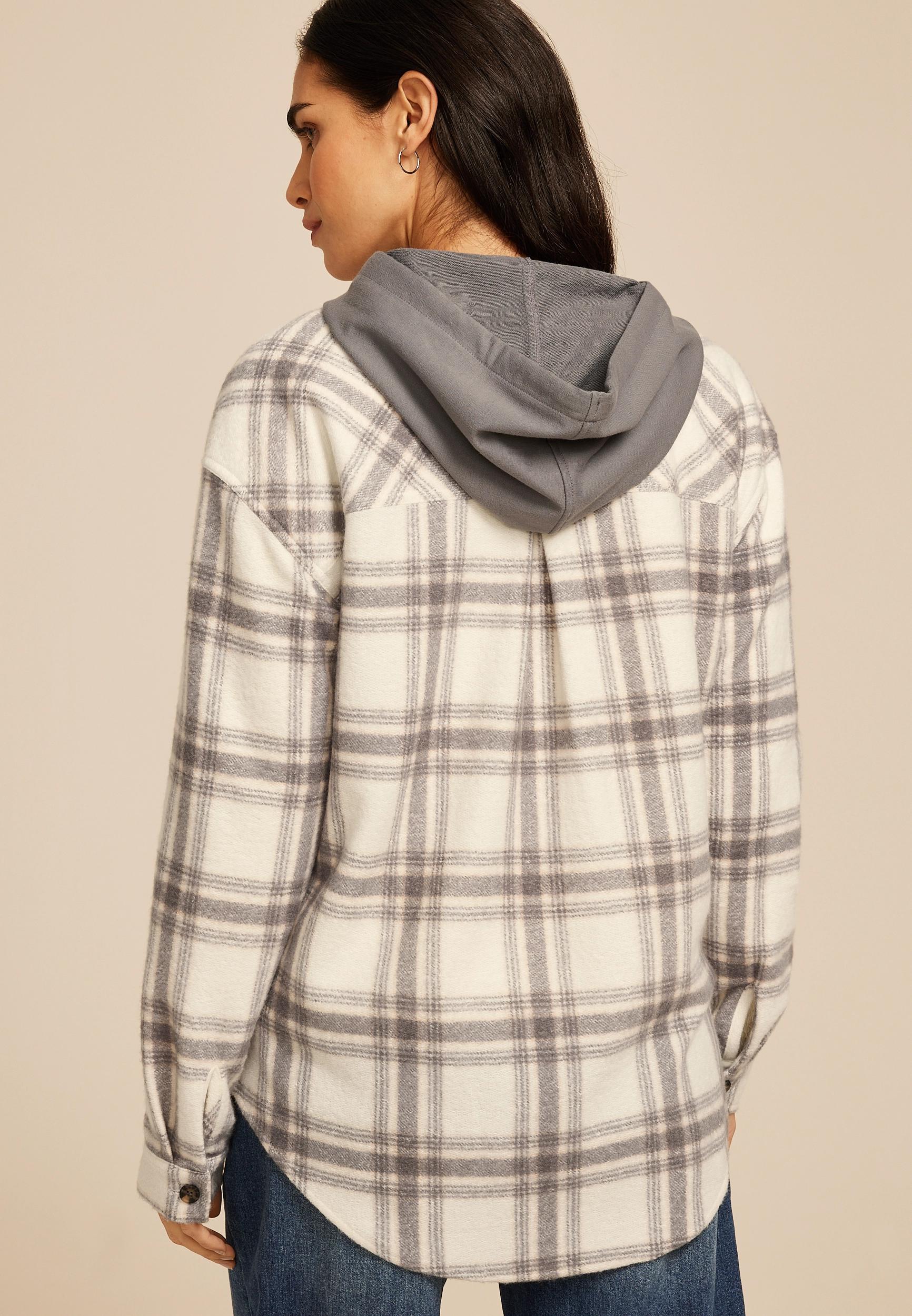 Vintage Plaid Hooded Shacket Product Image