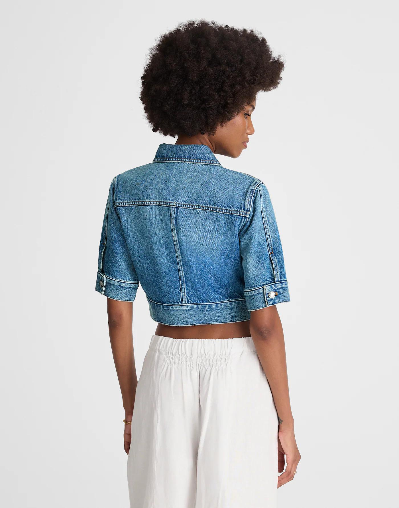 Shrunken Denim Trucker Jacket in Hazeldell Wash Product Image