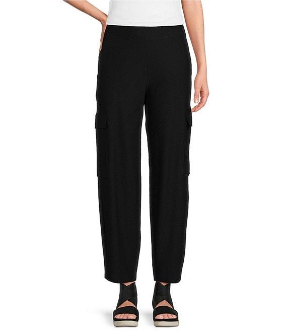 Eileen Fisher Stretch Crepe Flat Front Lantern Cargo Ankle Pants Product Image