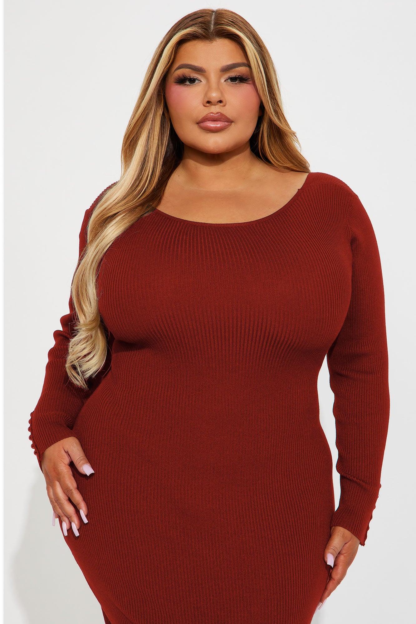 Cierra Backless Sweater Maxi Dress - Cognac Product Image