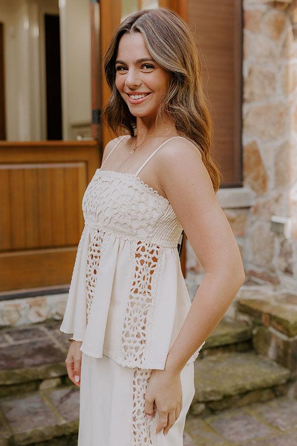 Boheme Bay Crochet Babydoll Top in Cream Product Image
