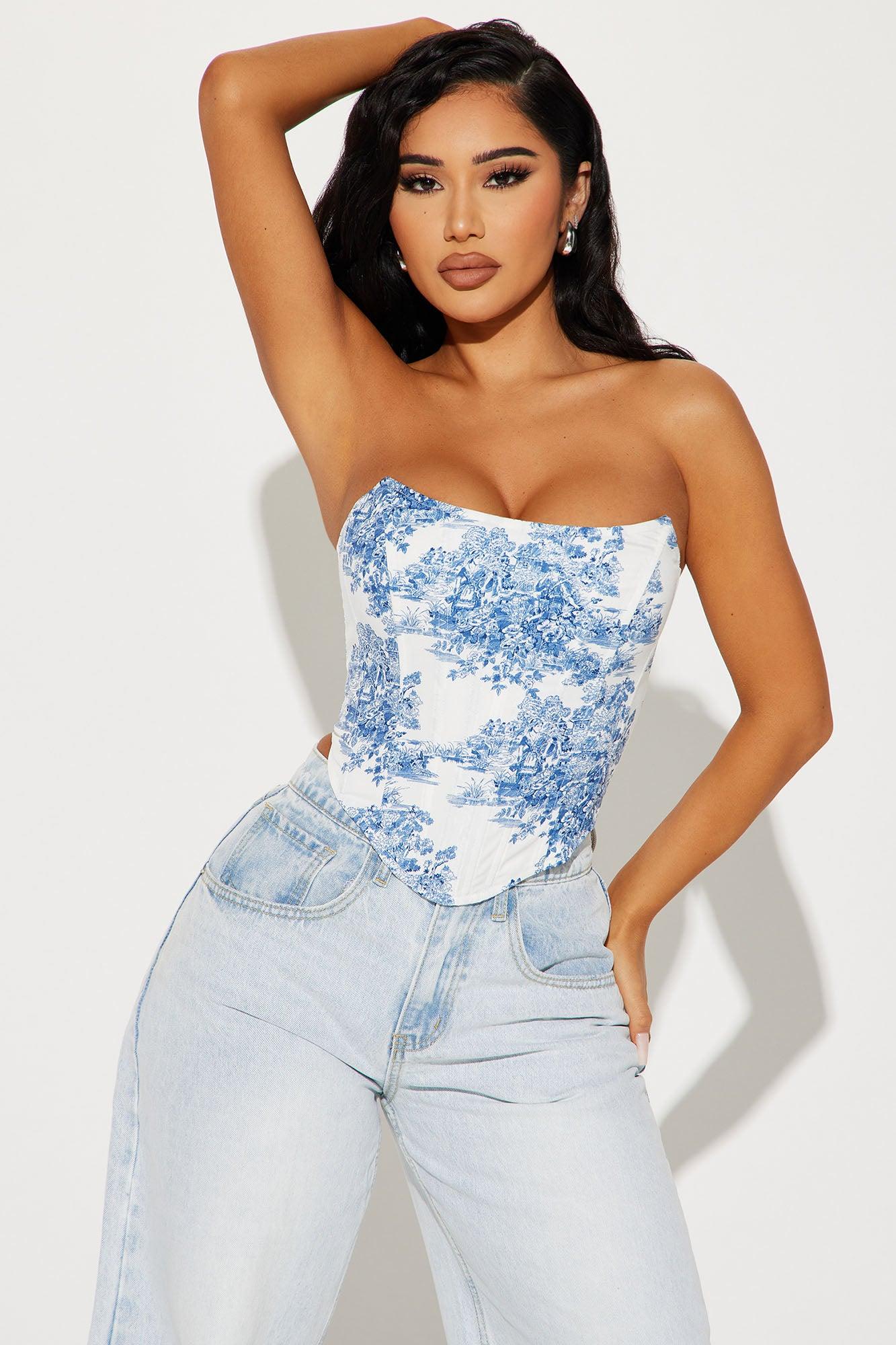 Irina Corset Top - Blue/combo Product Image