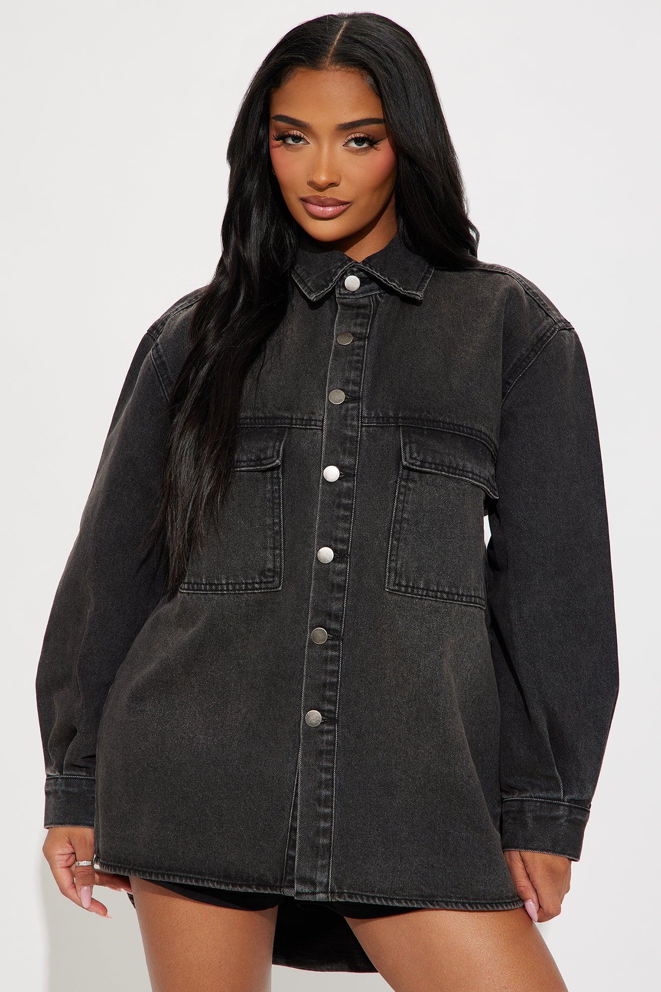 Kinsley Oversized Denim Shacket - Black Wash Product Image