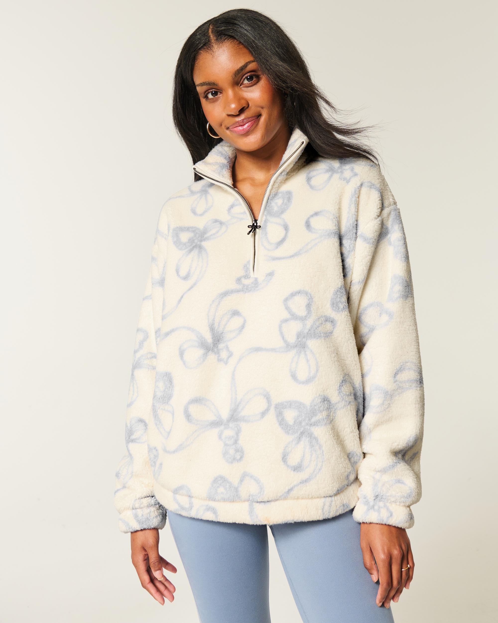 Gilly Hicks Cozy Mock-Neck Quarter-Zip Sweatshirt Product Image