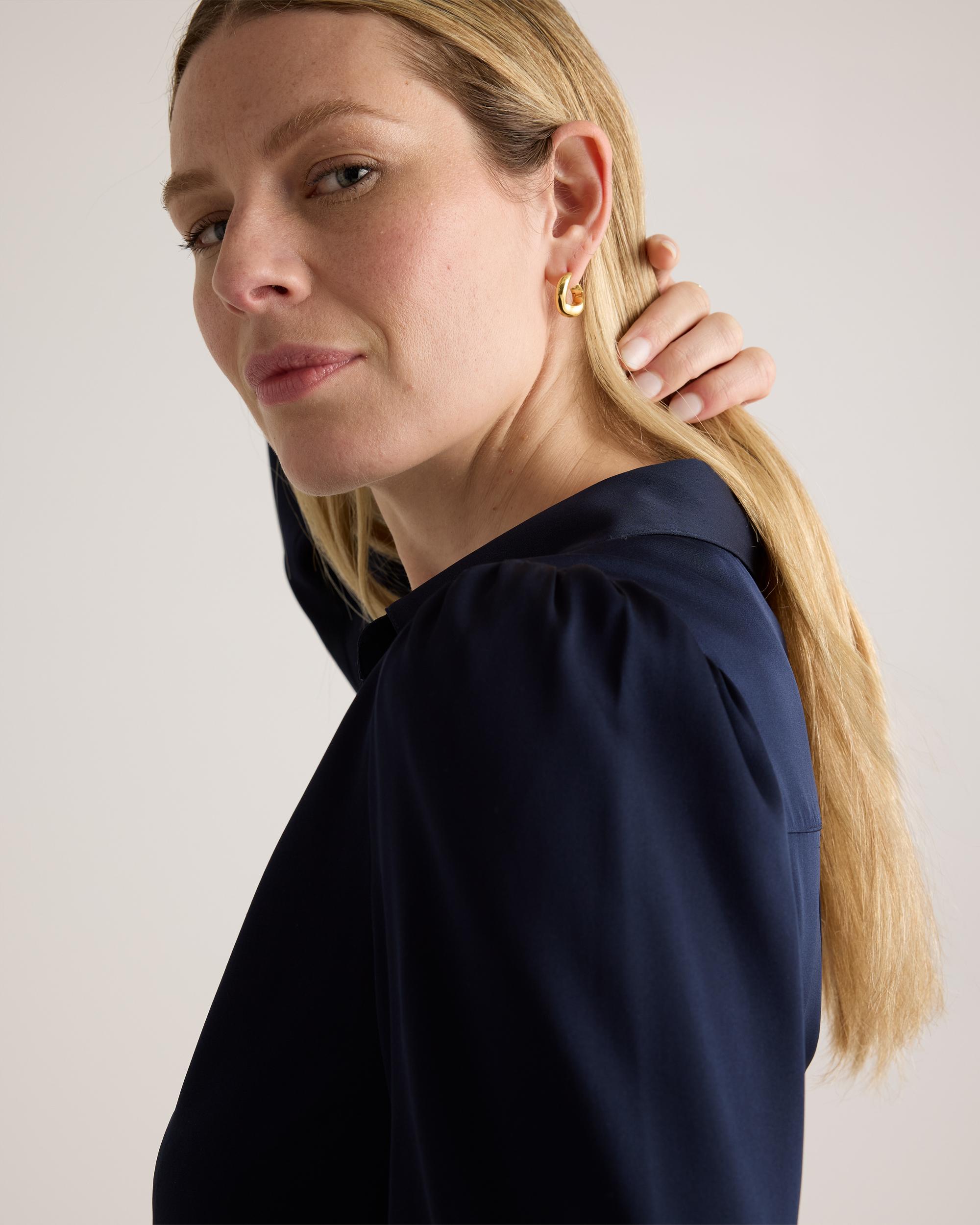 Quince | Women's Washable Stretch Silk Split Neck Blouse Mulberry Silk Product Image