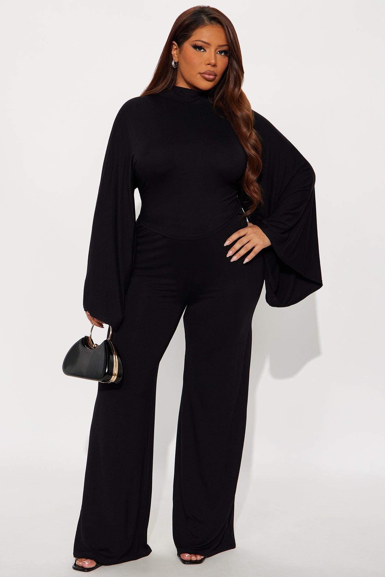 Haiden Wide Sleeve Pant Set - Black Female Product Image