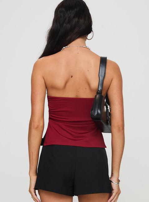 Round The World Strapless Top Burgundy Product Image